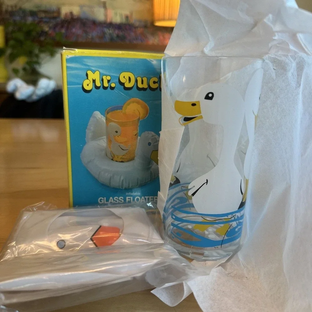 Vintage Inflatable Ducky Floating Pool Glass Caddy Floating Drink Holder NEW NOS